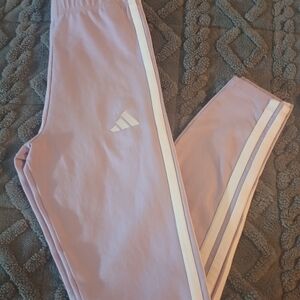 Adidas Women's Lavender Leggings with White Stripes Size S